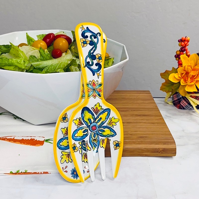 UPware 2-Piece 10.75 Inch Melamine Salad Server Serving Utensil Set