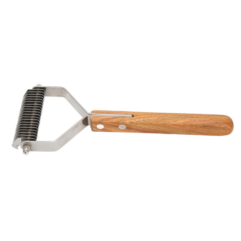 Pet Undercoat Rake Brush Double Sided Knots Removal Massage Wood