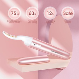 TOUCHBeauty Heated Eyelash Curler - Electric Eyelash Curler with Comb - Lash Curler for Painless Quick Natural Curling(Battery is Not Included), Pink