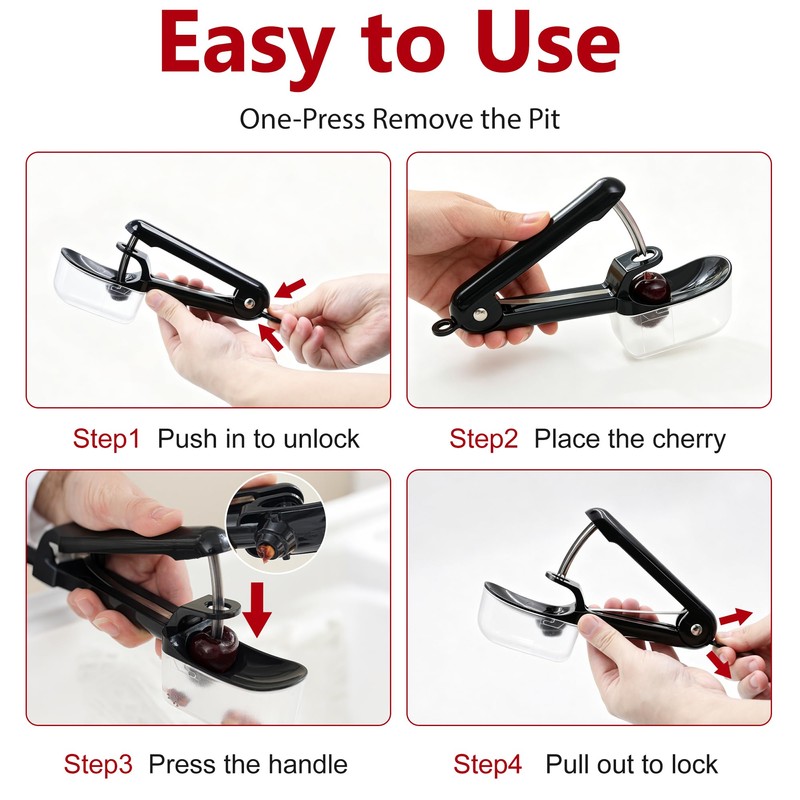 Cherry Pitter with Storage Box| Handheld Cherry Pit Olive Seed
