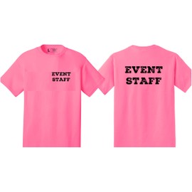 NYC FACTORY Men's Event Staff Tee (NR, Chest & Back, Pink, L)