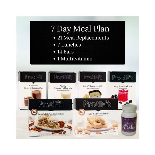PROTIFIT - High Protein Meal Plan Starter Kit, 15g Protein Supplements & Snacks, 30 Day Multivitamin, Ideal Protein Compatible (7 Day Kit)