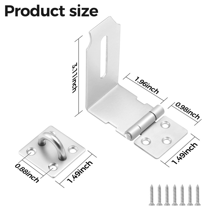 GEMASP Hasp Latch 2 Pack, 90 Degree Solid 304 Stainless