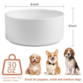 Kitwinney Non Slip Dog Bowls, Heavy Ceramic Dog Food Bowl with Silicone Base, 6" Glossy Puppy Water Bowl No Spill, No Flip Pet Feeding Bowl for Big Cats, Puppies, Small and Medium Dogs