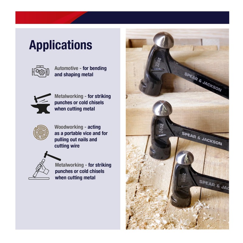 Spear & Jackson SJ-BSS16 16oz Ball Pein Hammer
