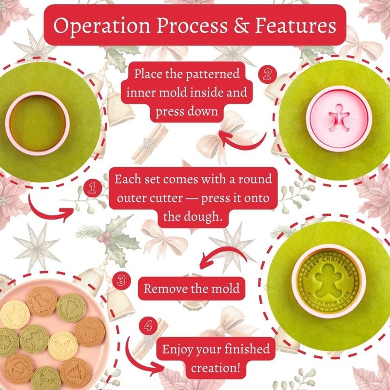 Christmas Cookie Stamps, 9-Piece 3D Press Cutter Set