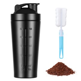 AOGOE Protein Shaker Bottle with Stainless Steel Mixing Ball 900ml, Stainless Steel Protein Shaker Cup, Gym Shaker Bottle, Protein & Supplement Shaker Bottle, Leak Proof Metal Sports Water Bottle