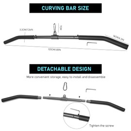 LAT Pull Down Bar, Detachable LAT Pulldown Attachment with Swivel Joint Wide Grip LAT Pulldown Bar for Cable Machine Home Gym Accessories, Muscle Training (48 Inch)