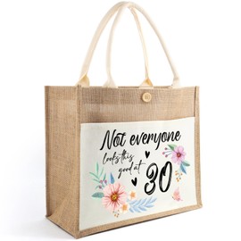 Tarklanda 30th Birthday Gifts For Women, 30th Gift For Her, Women's 30th Birthday Jute Tote Bag Presents, Looking Good Shopping Bag, 30 Year Old Birthday Fabulous Gifts for Women