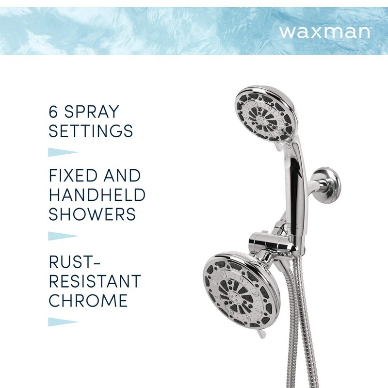 Waxman Serene Premium Fixed Shower Head with Handheld Attachment and