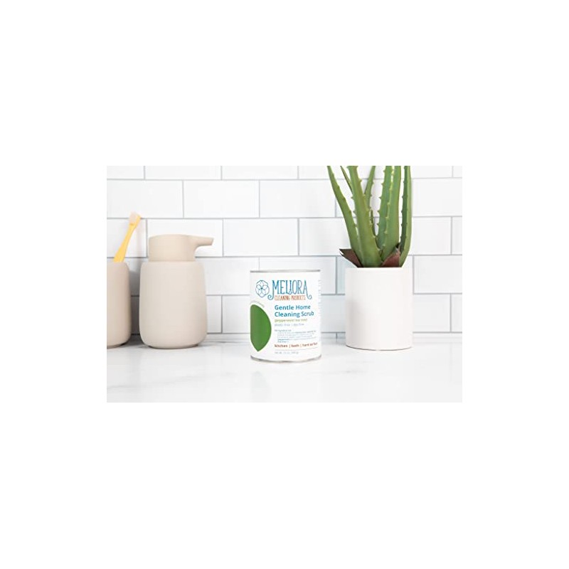 Meliora Cleaning Products Gentle Home Cleaning Scrub Powder, Peppermint Tea