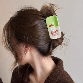 TECHPLUS Hair Claw Clips Fun Chill Pill for Women Girls – Acetate Hairpin for Varied Hairstyles Hair Types – Barrettes Hair Accessories Gift (Green)