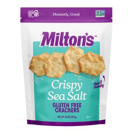 Milton’s Gluten Free Crackers, Crispy Sea Salt - Non-GMO Project Verified, Kosher, Certified Gluten Free Snack, 5 Grains In Every Bite - 20 Oz