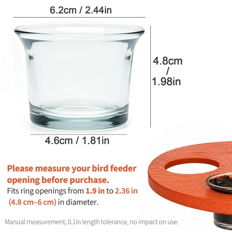 4-Pack Glass Oriole Feeder Cups, Replacement Jelly Bowls for Bird