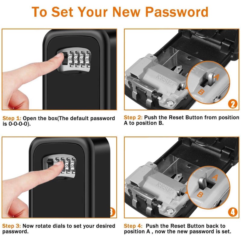 Wall-mounted key safe, key box with a combination code, safe