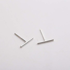 Belons 925 Sterling Silver Plain Bar Stud Earrings Line Earrings for Women Girls, Thick/Thin Style (Silver-10mm)