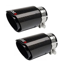 2.5-Inch Inlet 3.14-Inch Outlet Set of Carbon Fiber Exhaust Tips Fit for 63 mm or 2.5 Inch only Tailpipe Exhaust Pipe(2pcs) BLack