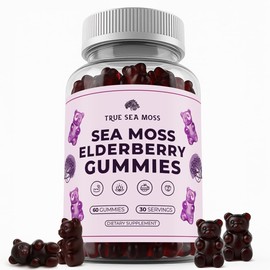 TrueSeaMoss Sea Moss Gummies with Elderberry, Burdock Root and Bladderwrack for Kids and Adults 60pcs