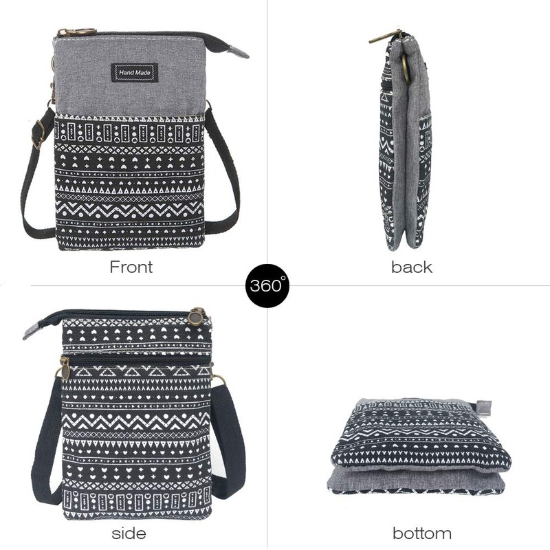 Roomy - Cartera de lona para teléfono celular, con correa