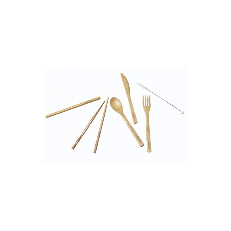 Ecowood® Juego de Cubiertos de Bambú - Incluye 7 Piezas