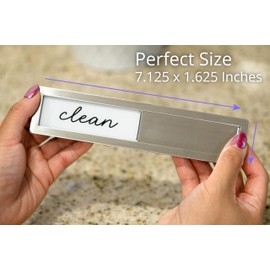 SimplyNeat Clean Dirty Magnet for Dishwasher - Stainless Steel Dishwasher Magnet Clean Dirty Sign - Clean/Dirty Magnetic Signs That Says Clean & Dirty for Home or Kitchen - Optional Adhesive for Non-Metal Surfaces - Millennial Gray and White