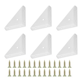 PATIKIL Corner Braces 2.6 x 2.6 Inch, 6 Pieces Triangle Shelf Bracket Joint Right Angle Bracket Cold Rolled Steel Braces Joining Support with Screws for Desk Bed Edge, White