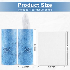 SINGARO Car Tissue Holder, 4 Pack Car Cup Holder Facial Tissues with Kleenex Travel Tissue Bag, Quick and Convenient Flower Combination Car Tissue Box(4 Canisters/200 Tissues) Dark Blue