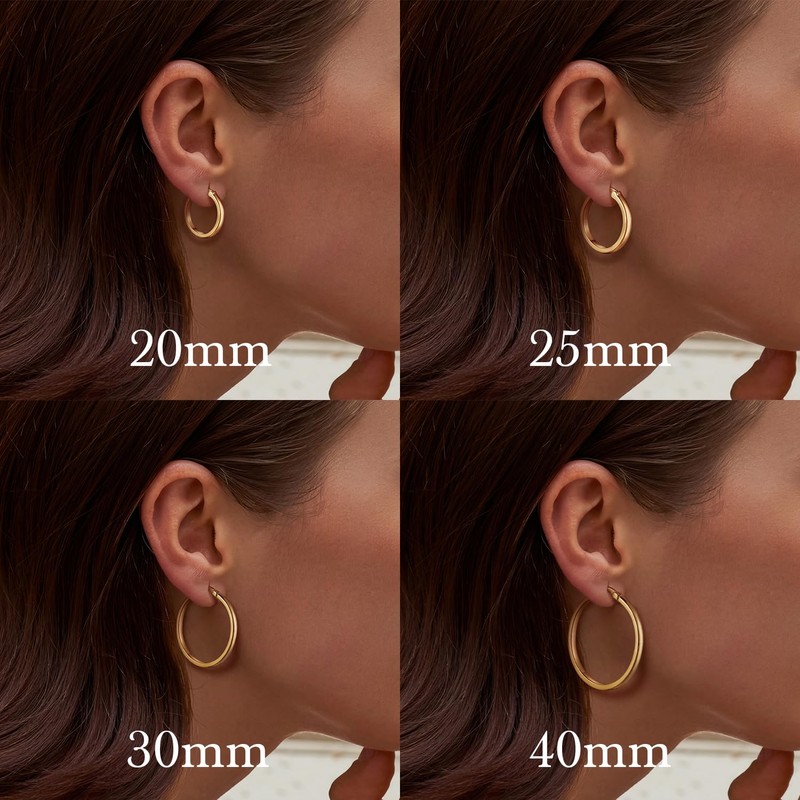 LISHUIHAOMI 14K Gold Earrings for Women Gold Hoop Earrings for