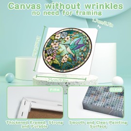 Diamond Art Kits for Adults with Framed,Hummingbird Flower Diamond Painting Kits for Adults DIY 5D Beautiful Box Pack Round Full Drill Gem Art and Crafts for Home Wall Decor 25x25cm/9.8x9.8in ﻿
