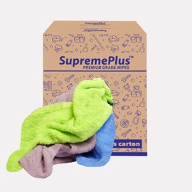 SupremePlus Premium Color Terry Cloth Rags - (50 lbs. Box) Super Absorbent Cotton Towel Cleaning Cloths for Garage, Industrial Use & Housekeeping - Multipurpose