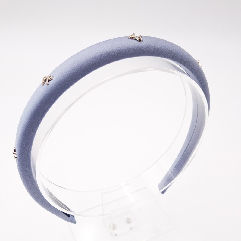 Silver Ribbon Slim Hairband Pastel Blue / 실버 리본 슬림