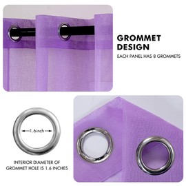 MIULEE 2 Panels Sheer Window Curtains Elegant Window Voile Panels Drapes Treatment for Bedroom Living Room 55" Wx85 L Grommet Top Light Purple