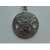 Handmade WICCAN PENTACLE TRIPLE MOON GODDESS NECKLACE ADJUSTABLE STAINLESS STEEL