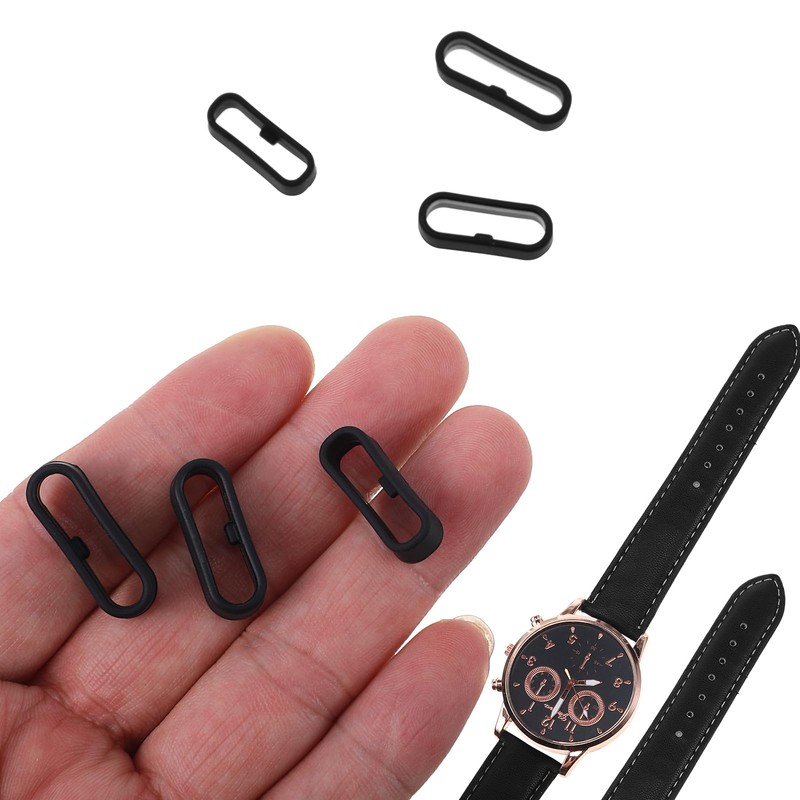 Kenning 6 Pcs Watch Bands Loops, Black Silicone Watch Strap