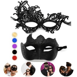 JOREILD 2pzs Antifaz Fiesta Mascaras Halloween Pareja Carnaval Cosplay Negro.antifaz Halloween Para Adulto,niño,pareja.accesorios De Halloween Cosplay
