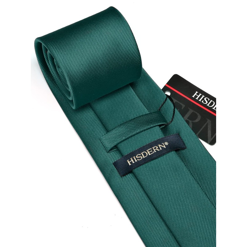 HISDERN Men's Wedding Ties and Pocket Square Solid Tie Cufflinks