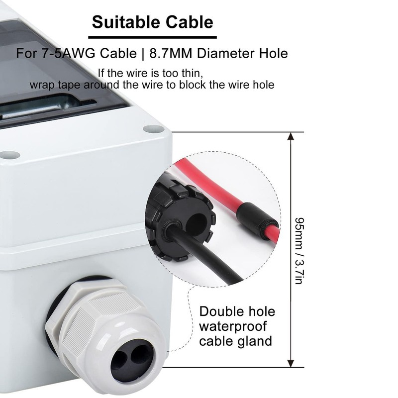 2P Miniature Circuit Breaker IP65 Waterproof Disconnect Switch for Solar