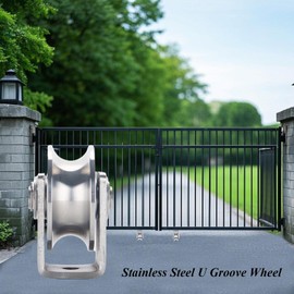 Stainless Steel U Groove Wheel Heavy Duty Pulley Smooth Rolling Door Wheels Sliding Gate Hardware High Weight Capacity Rollers Rolling Driveway Gate Bracket Rollers for Carts Furniture Machinery
