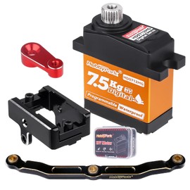 HobbyPark Waterproof for TRX4M Servo with Servo Mount Bracket and Arm Steering Servo and Steering Link Set 7.5kg High Torque Metal Gear Digital Servo Motor fit 1/18 Crawler Car Upgrades Parts