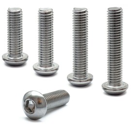 MonsterBolts - #10-32 x 1 Button Head Socket Cap Screws, ASME B18.3, Stainless Steel, 10 Pack