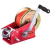 3500 lbs Hand Winch Heavy Duty Two Way Manual Towing Crank with Cable 32 Feet Nylon Straps and Comfortable Handle Hook for Boat Trailer Truck ATV Auto