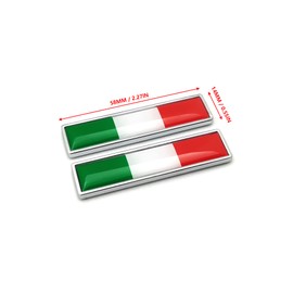 PTDecals Set of 2pcs Italy Flag Metal Car Signs Stickers 3D Emblem National IT Tricolour Flag Badge Graphic Decals for Universal Auto Motorcycle Skirts Trunk Sides 58mm* 14mm Size