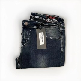 Rose Royce Red Label London Bootcut Jean Size 29 (29x30) 9/10 Blue Embellished Distress NWT