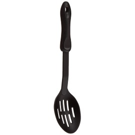KitchenCraft KCNSSS Nylon Slotted Spoon, Non Stick Safe Plastic Kitchen Utensil, 30 cm, Black