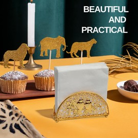 Luxflowing Paper Napkin Holder for Table, Metal Napkin Dispenser for Countertop, Tissue Holder Can be Used as Modern Farmhouse, Coffee Bar, Dining Room, Kitchen Island Accessories and Decor (Gold)