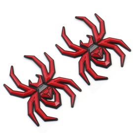 2Pcs Custom Spider Emblems Left Right Car Badge for Universal Car Body Motorcycle SUV Widow Door Edition Decoration (Red Black)