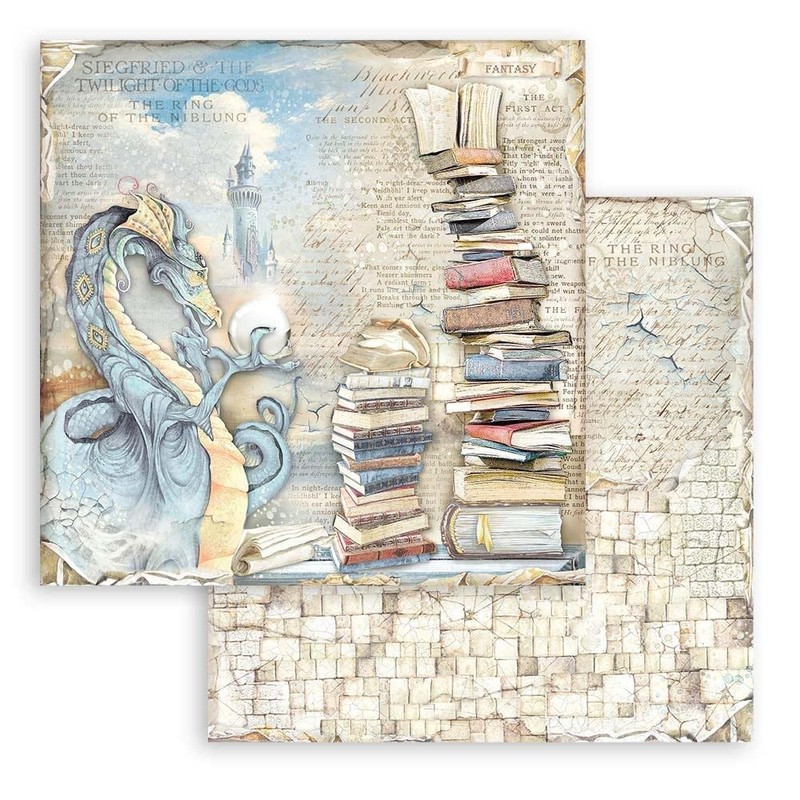 Stamperia 8" x 8" Paper Pad Vintage Library