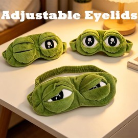 3D Frog Sleep Mask, Funny Plush Frog Sleeping Eye Mask, Cute Blackout Eye Cover with Adjustable Comfort Elastic Straps for Adults, Ideal for Home, Office & Travel (1pcs) Procesamiento excelente