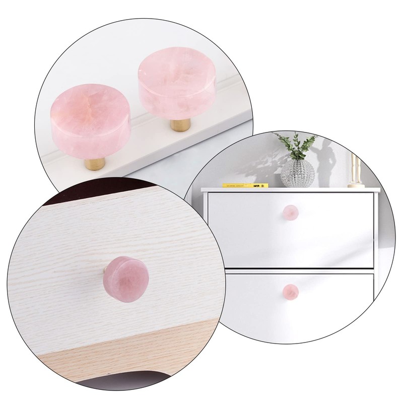 moonsix 4pcs Circle Crystal Stone Polished Drawer Knobs for Kitchen