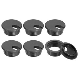 sourcing map Cable Hole Cover, 6Pcs 45mm/1-3/4inch ABS Desk Cable Wire Cord Grommet Hole Cover for Office Computer Desk Wire Organizer, Black